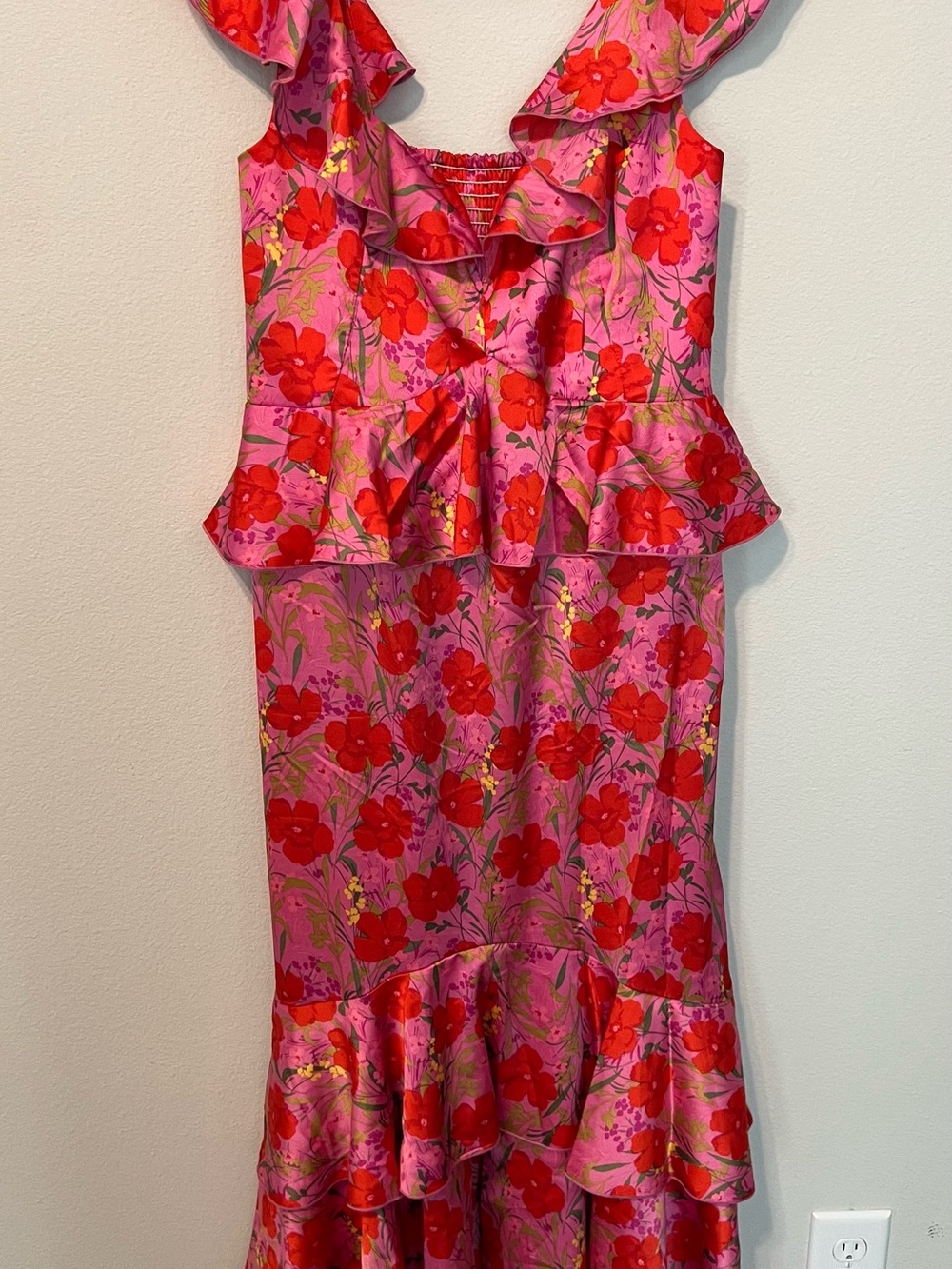 Show Me Your Mumu Reese Ruffle Pink and Red Floral Dress - Picture 5 of 7